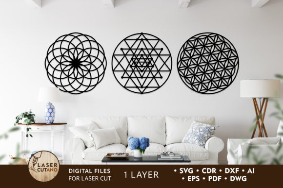 Download Sacred Geometry Wall Art, Cut Files - Sacred geometry Collection